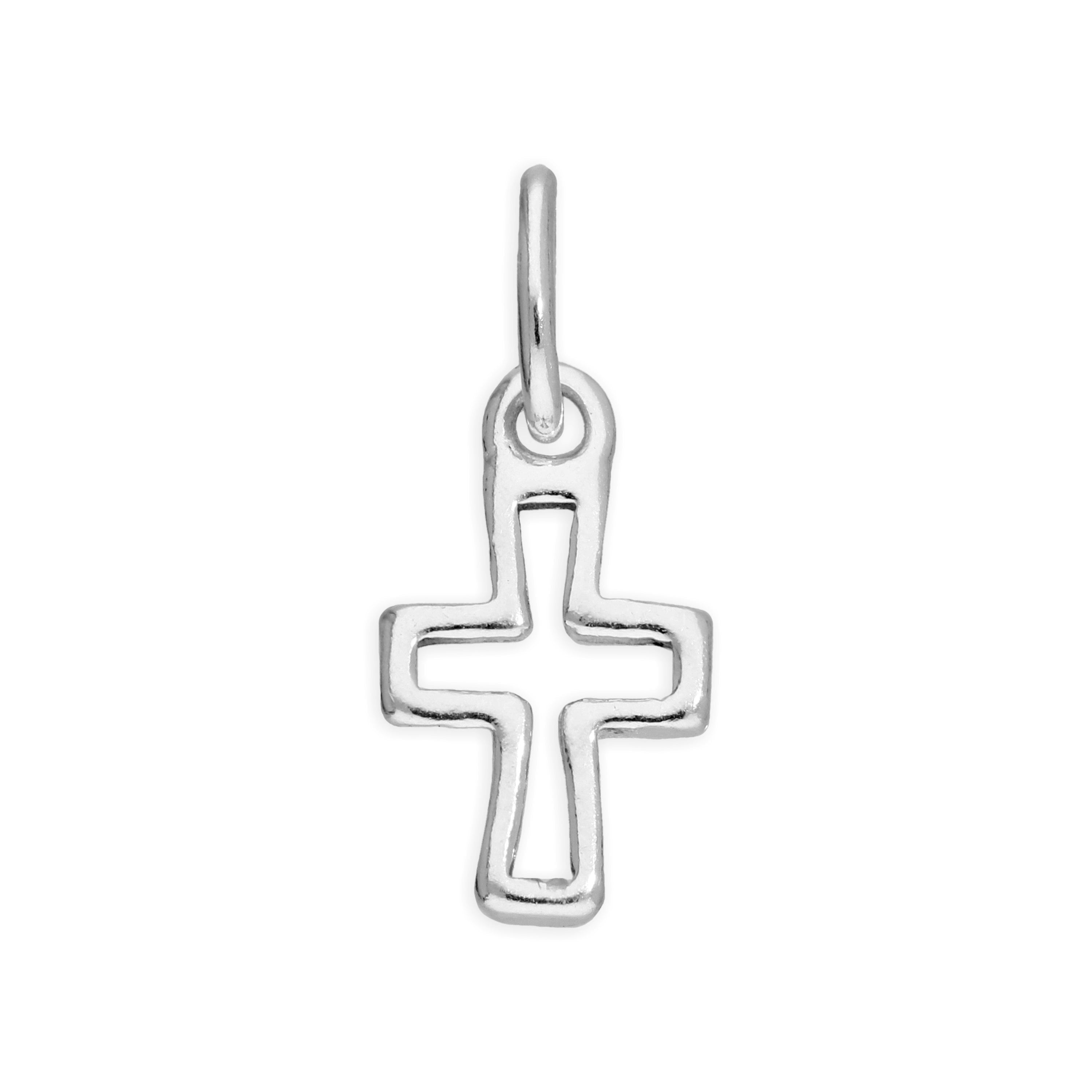 Sterlingsilber Winzig Kreuz Kontur Anhänger