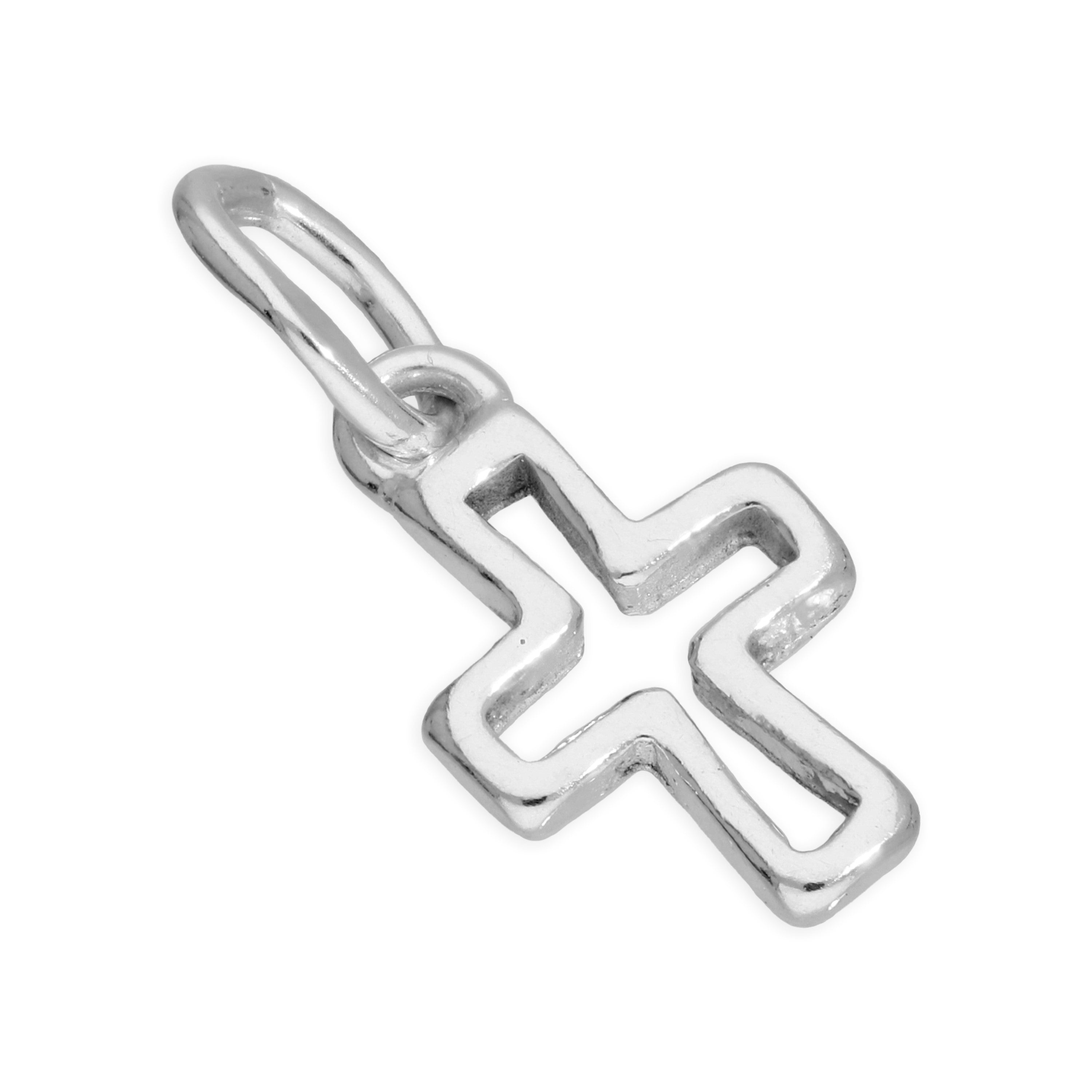 Sterlingsilber Winzig Kreuz Kontur Anhänger