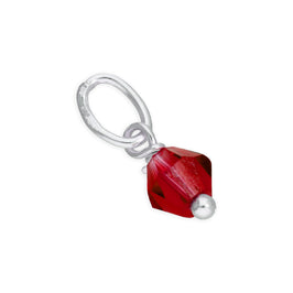Sterlingsilber-Charm mit roter Kristallperle