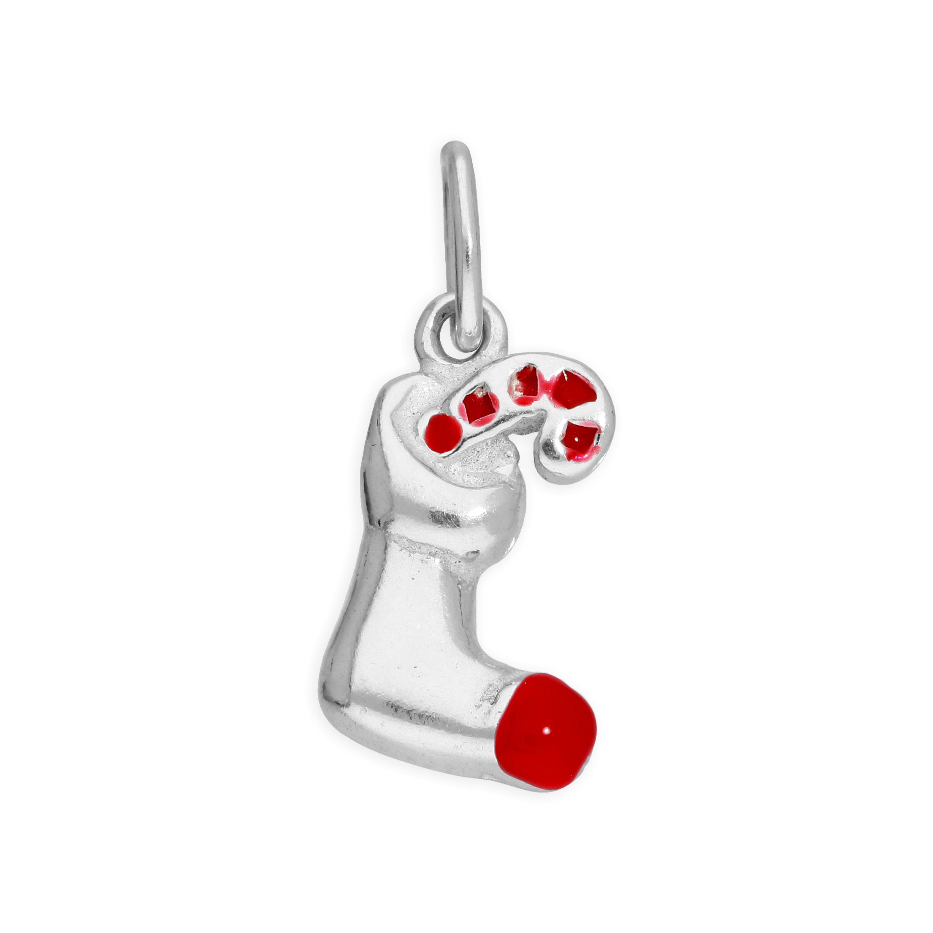 Sterlingsilber Weihnachtsstrumpf & Zuckerstange Charm