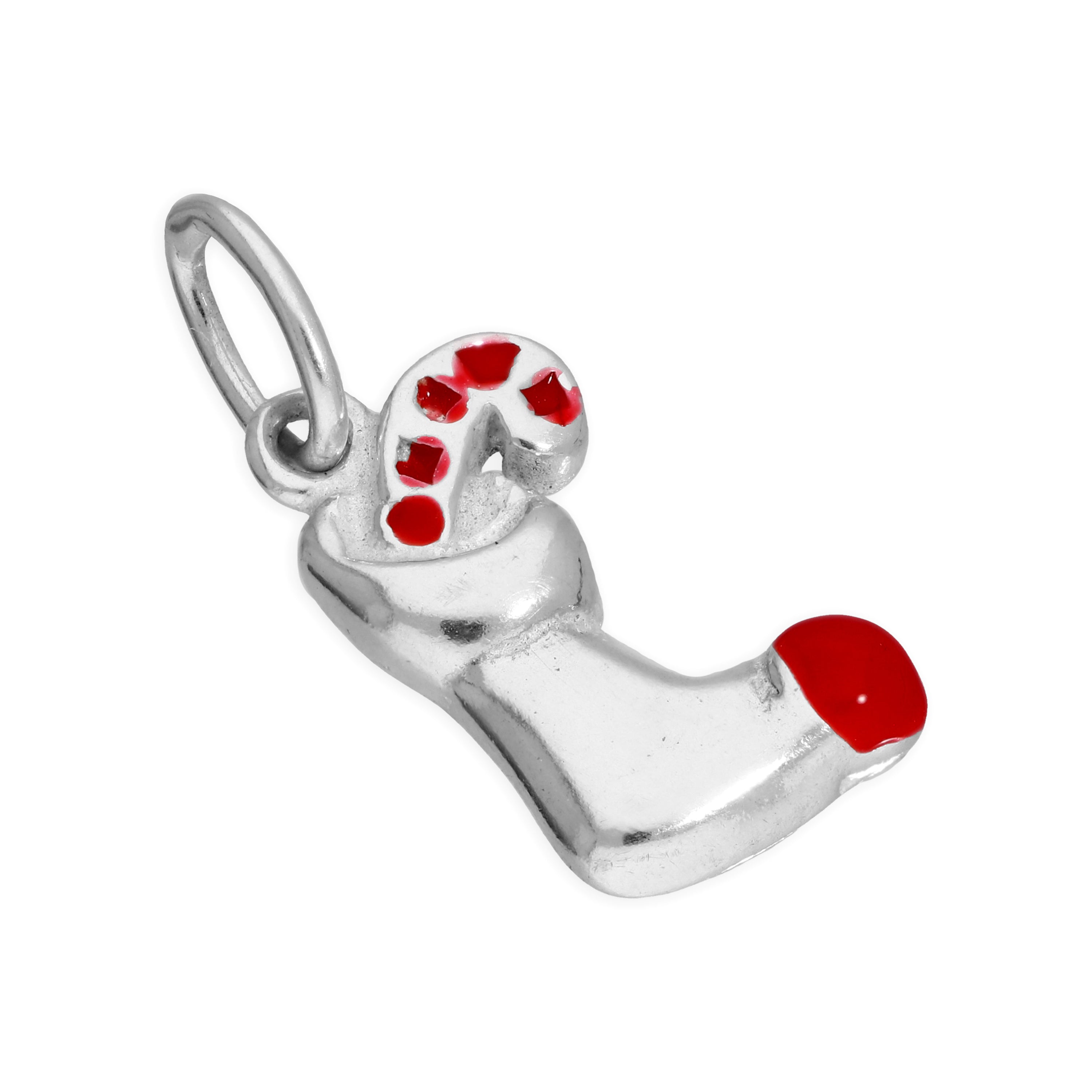 Sterlingsilber Weihnachtsstrumpf & Zuckerstange Charm
