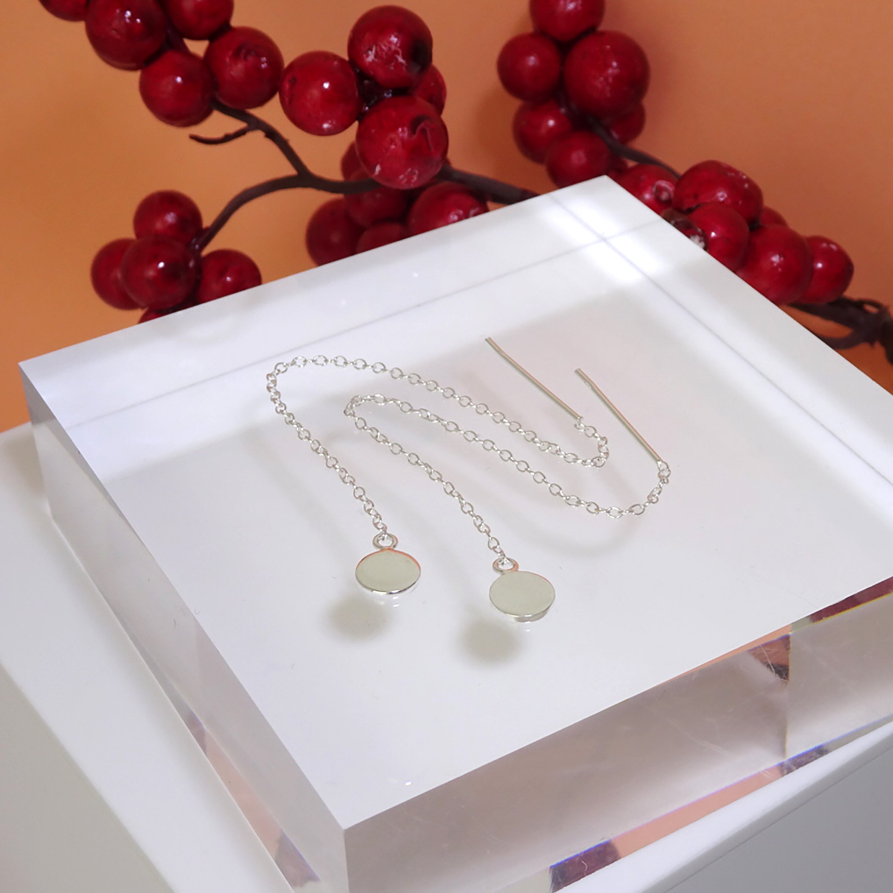 Sterlingsilber Rund Scheibe Durchzieher Ohrringe