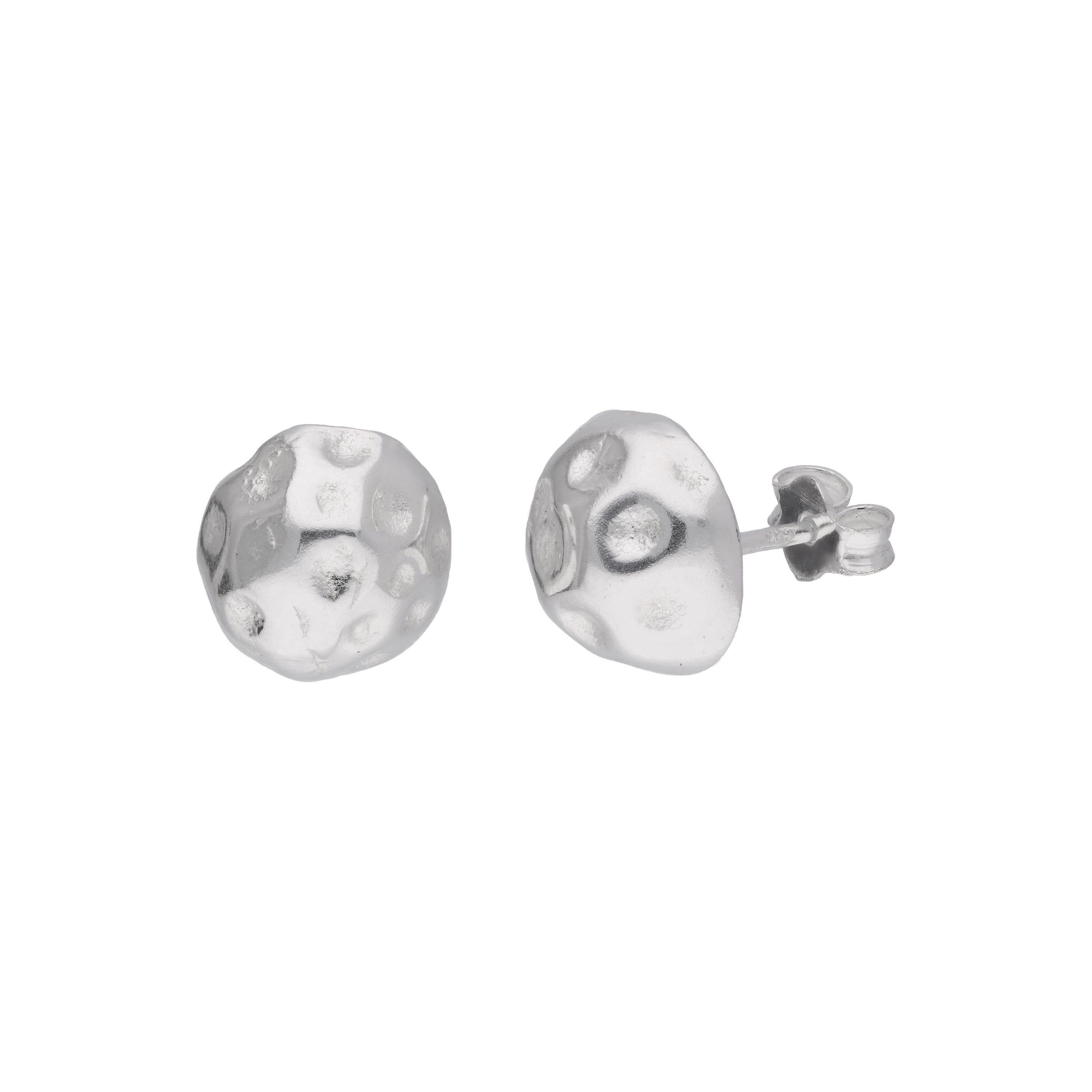 Sterlingsilber Gehämmerte 10 mm Halbkugel Ohrstecker