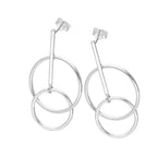 Sterlingsilber Doppel Kreis Stange Ohrstecker