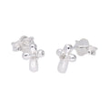 Sterlingsilber Gerundet Kreuz Ohrstecker