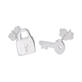 Sterlingsilber Schlüssel und Vorhängeschloss Ohrstecker