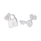 Sterlingsilber Schlüssel und Vorhängeschloss Ohrstecker