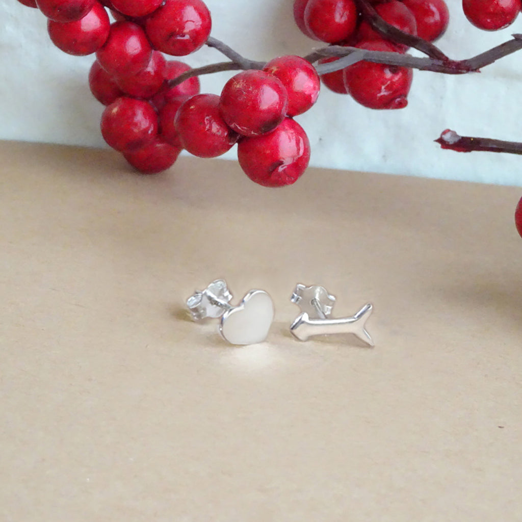 Sterlingsilber Herz Pfeil Frei Kombinierbar Ohrstecker