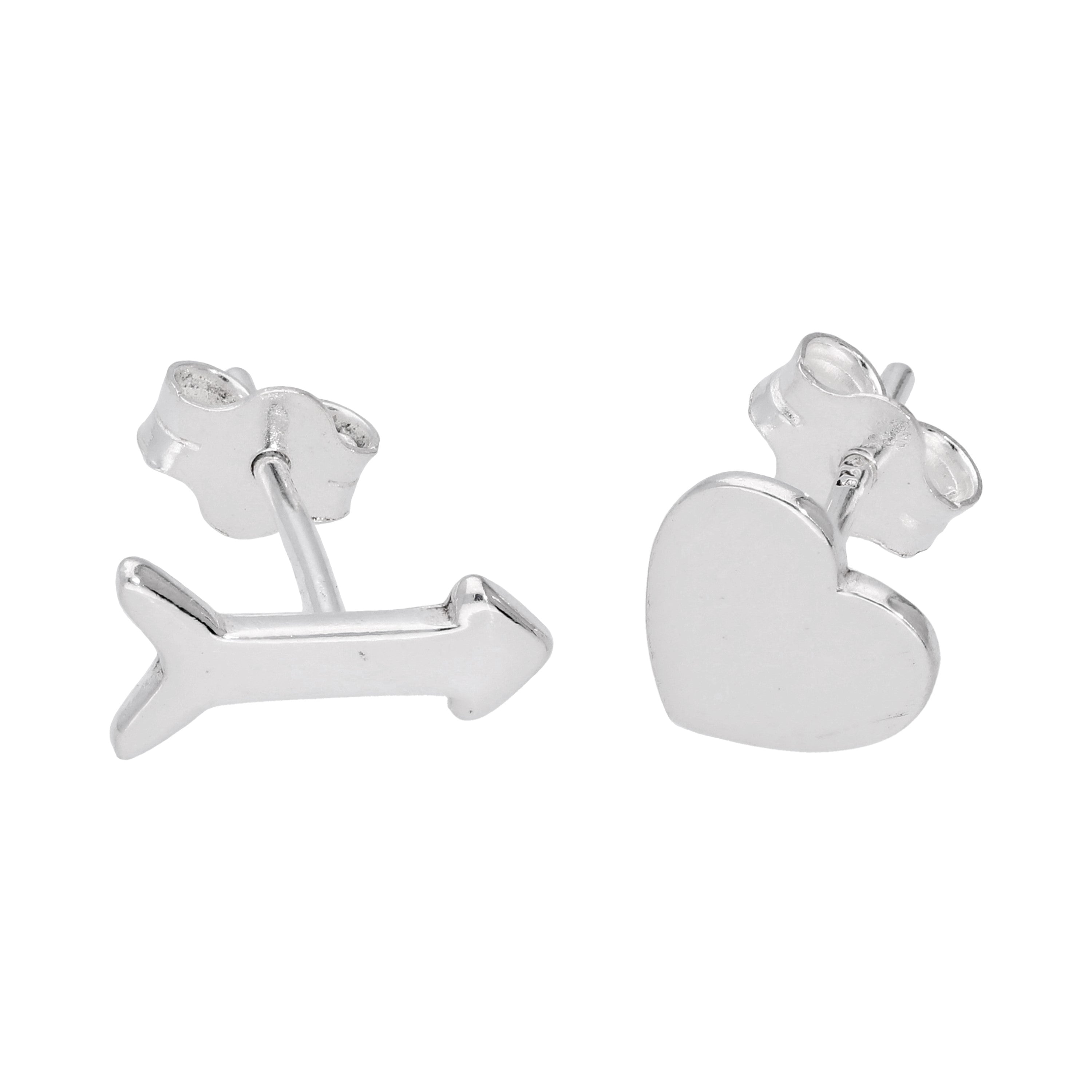Sterlingsilber Herz Pfeil Frei Kombinierbar Ohrstecker