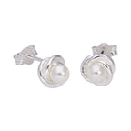 Sterlingsilber Knoten Süßwasserperle Ohrstecker