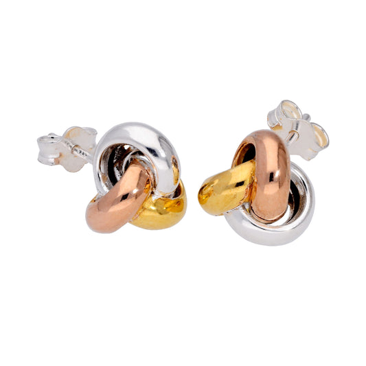 Vergoldet Silber Dreifarbig Knoten Ohrstecker