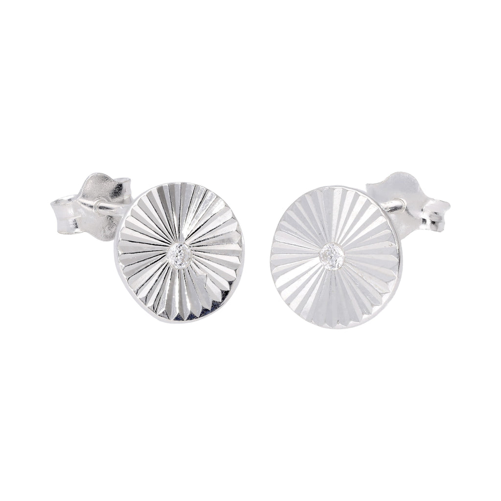 Diamantierte Ohrstecker aus Sterlingsilber mit Strahlenstern und klarem Zirkonia