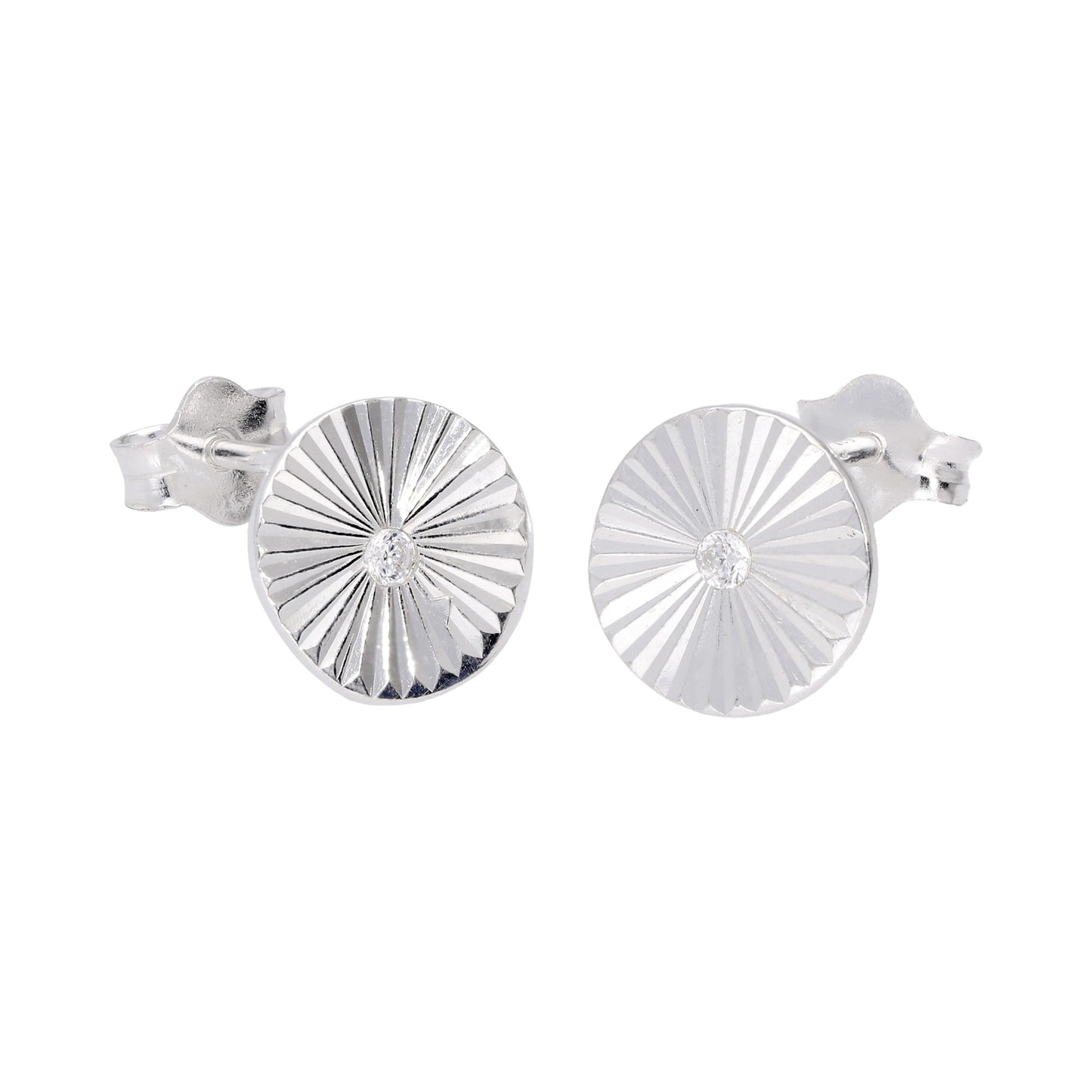 Sterlingsilber Diamantschliff Klar CZ Kristall Stern Strahlenkranz Ohrstecker