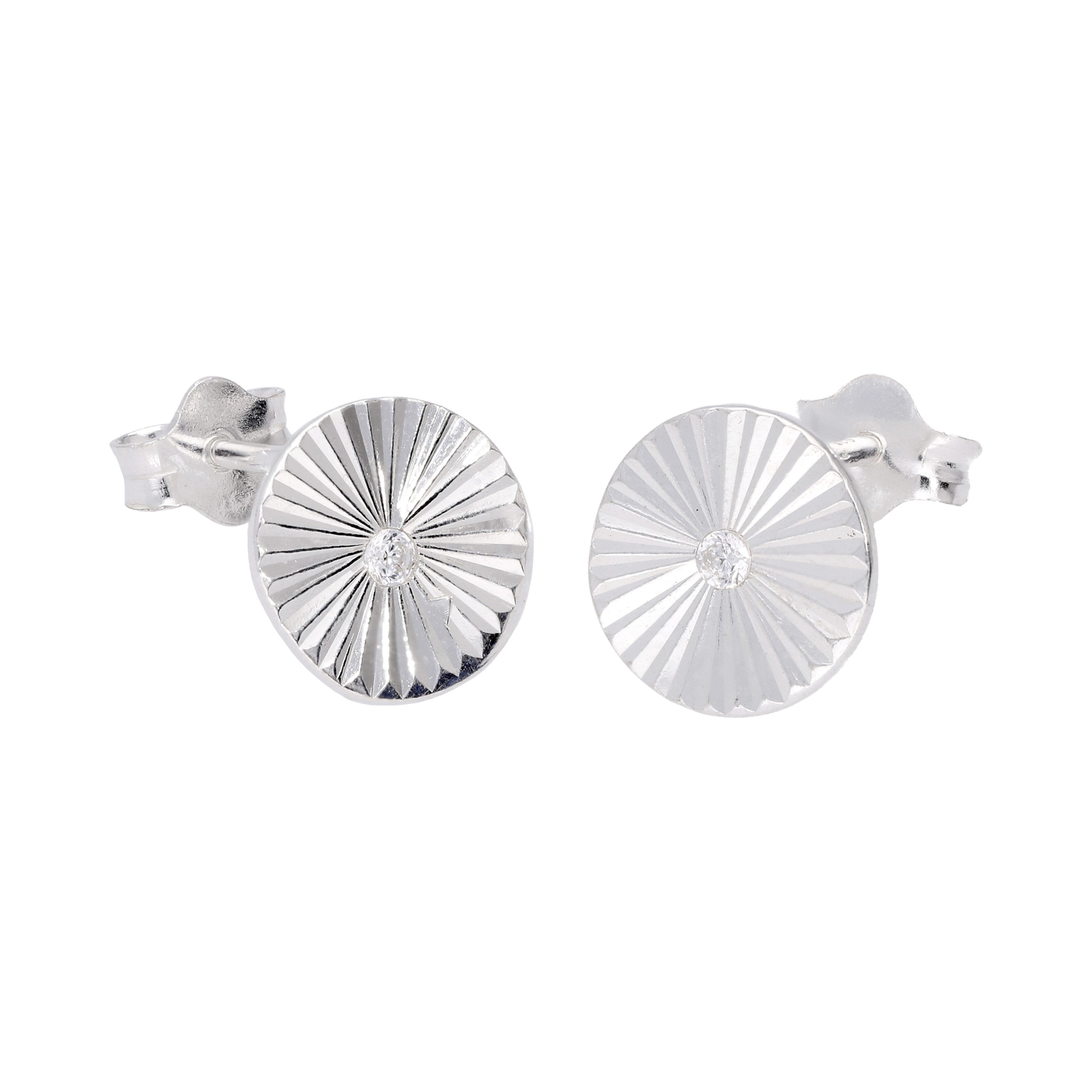 Sterlingsilber Diamantschliff Klar CZ Kristall Stern Strahlenkranz Ohrstecker