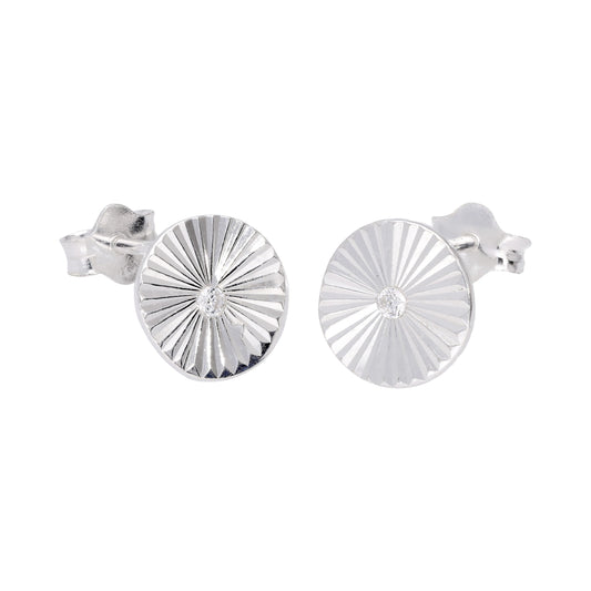 Sterlingsilber Diamantschliff Klar CZ Kristall Stern Strahlenkranz Ohrstecker