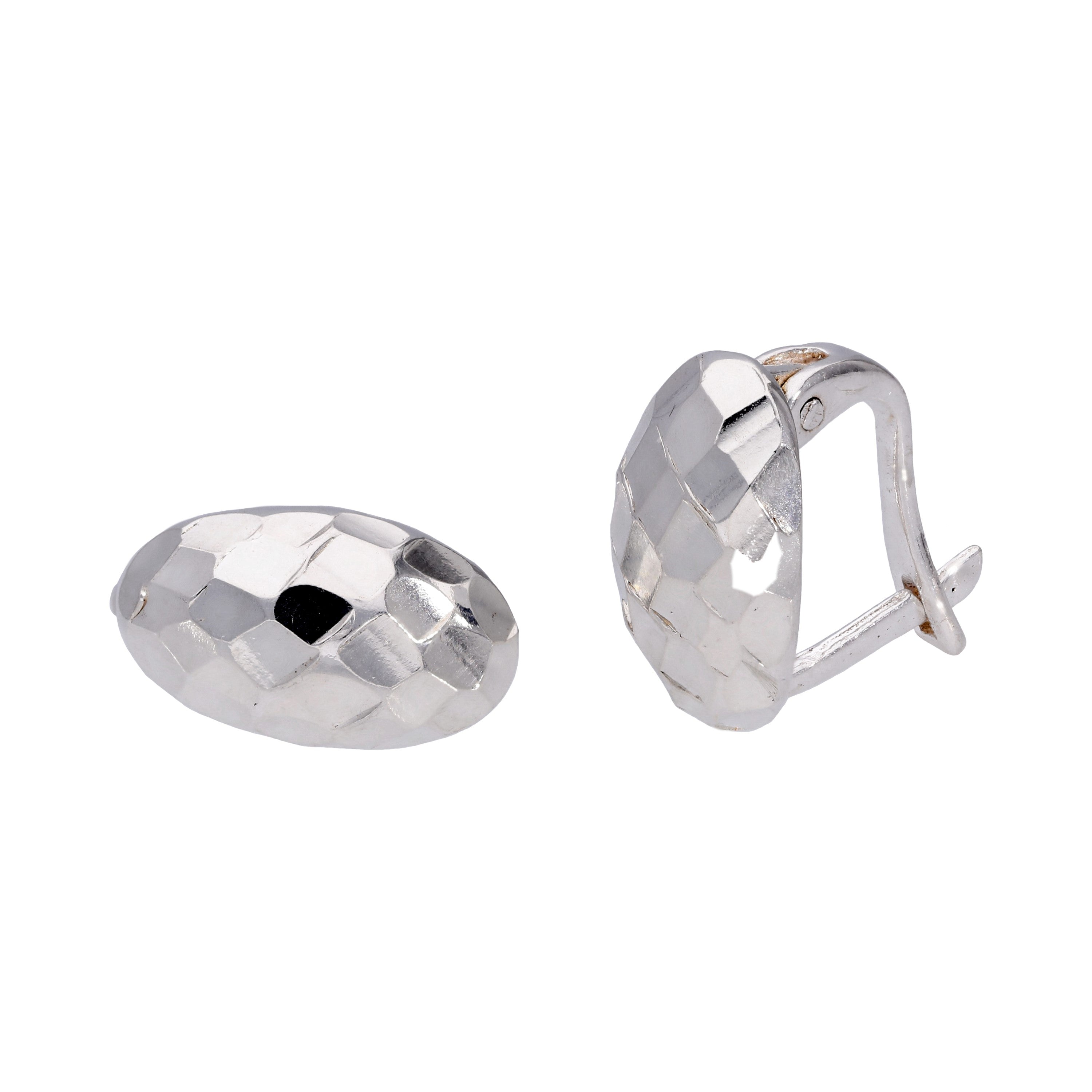 Sterlingsilber Oval Hebelverschluss Klappcreolen Ohrringe