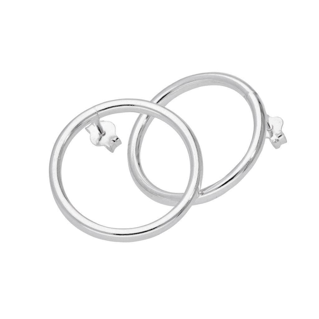 Große Creolen-Ohrstecker aus Sterlingsilber in Kreisform, 20 mm