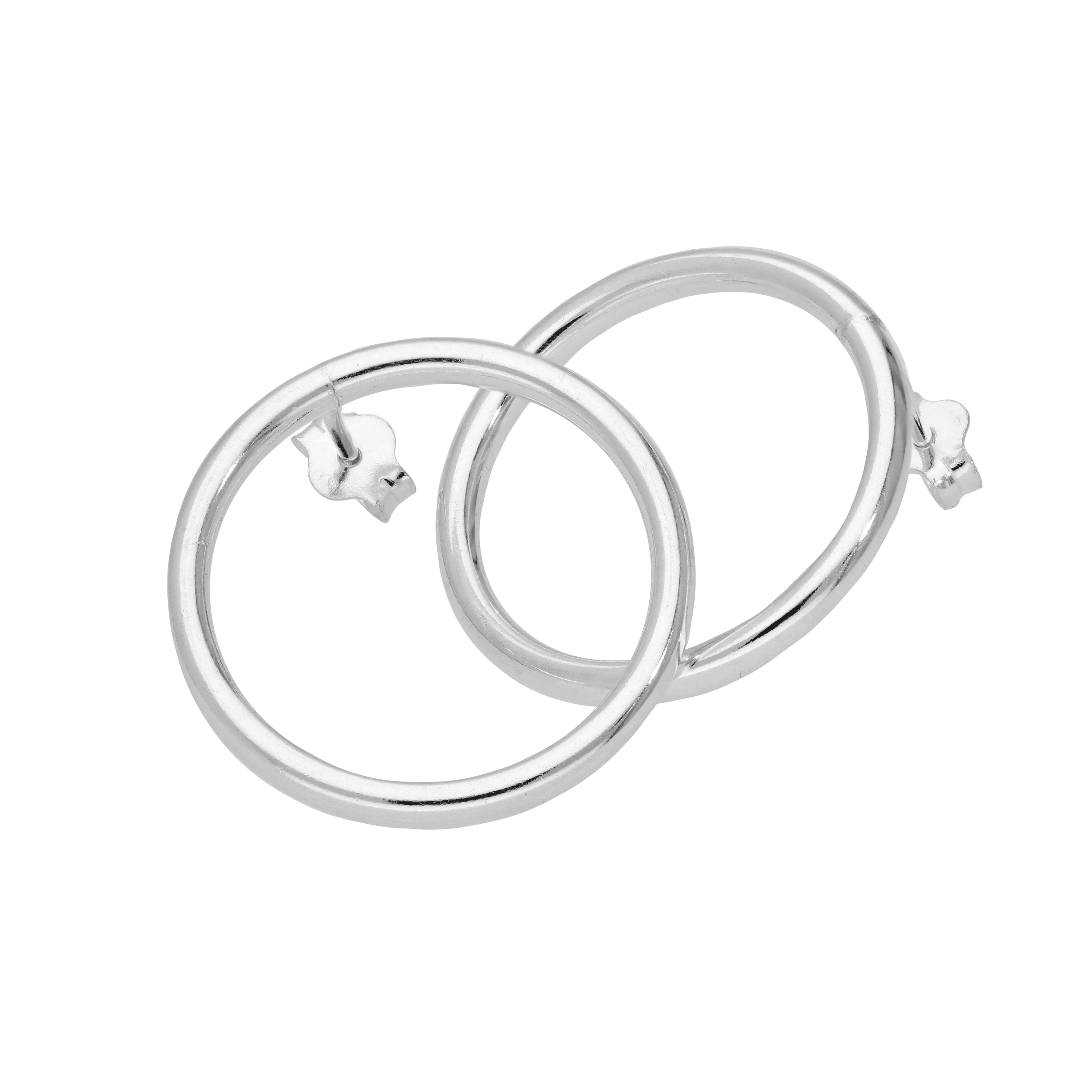 Sterlingsilber 20 mm Groß Kreis Creolen Ohrstecker