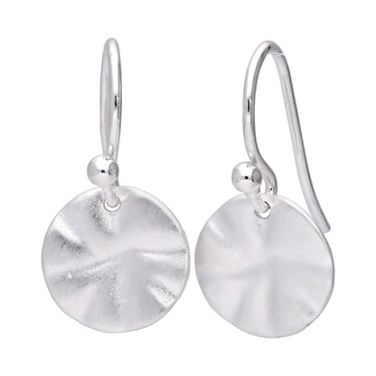 Sterlingsilber Gehämmert Rund Scheibe Ohrhänger