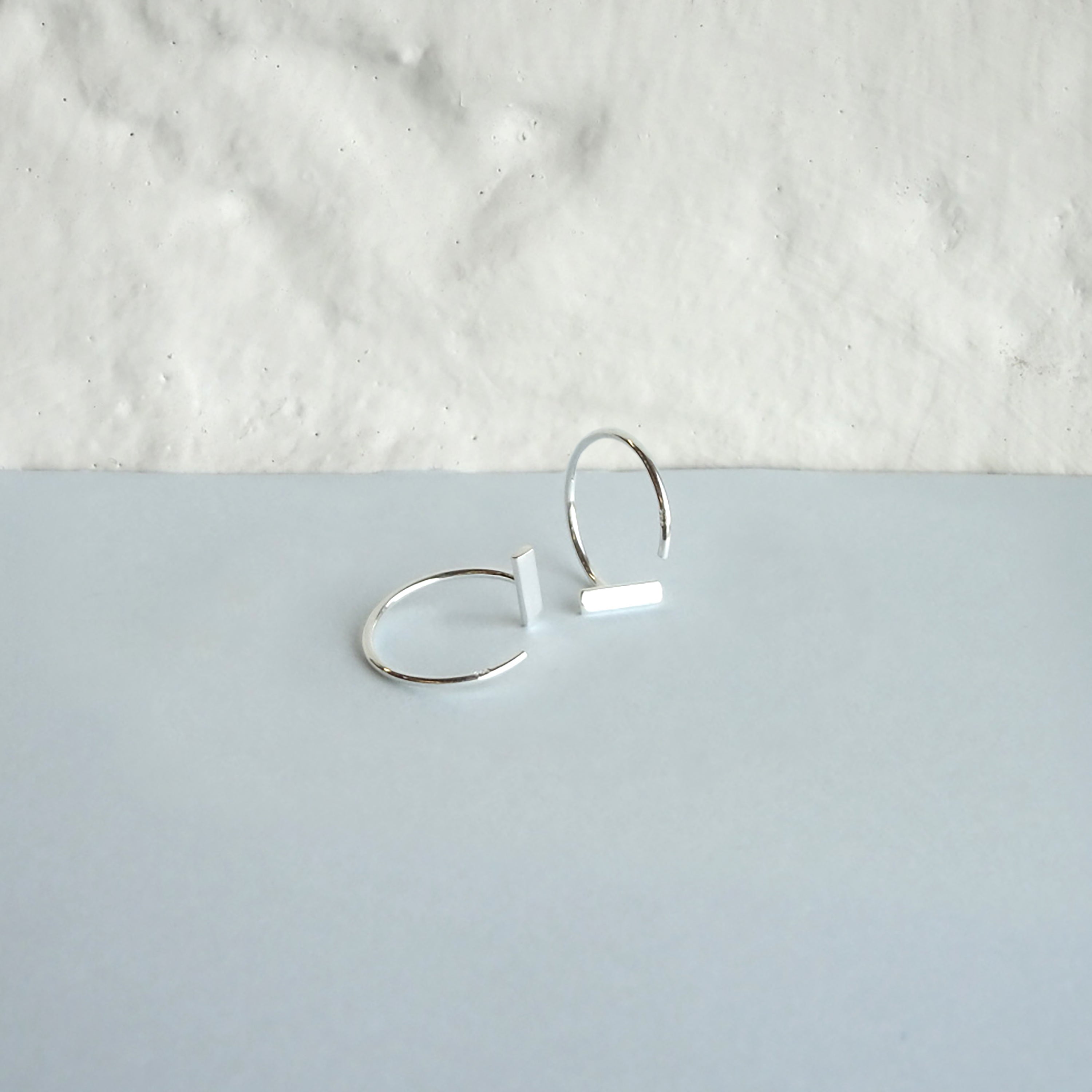 Sterlingsilber Minimalismus Flach Rechteck Stange Creolen Ohrringe