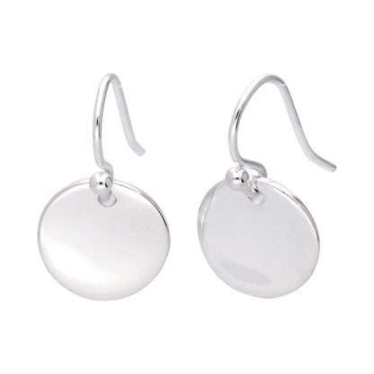 Sterlingsilber Rund Scheibe Baumel Ohrhänger