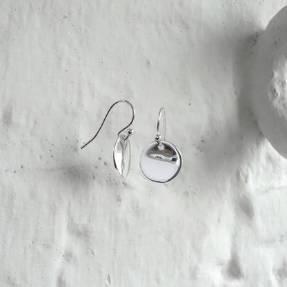 Sterlingsilber Rund Scheibe Baumel Ohrhänger