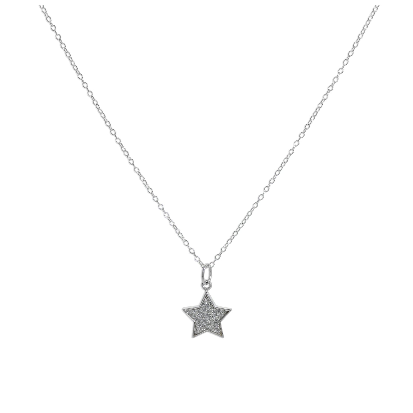 Sterlingsilber Matt Stern Anhänger Halskette