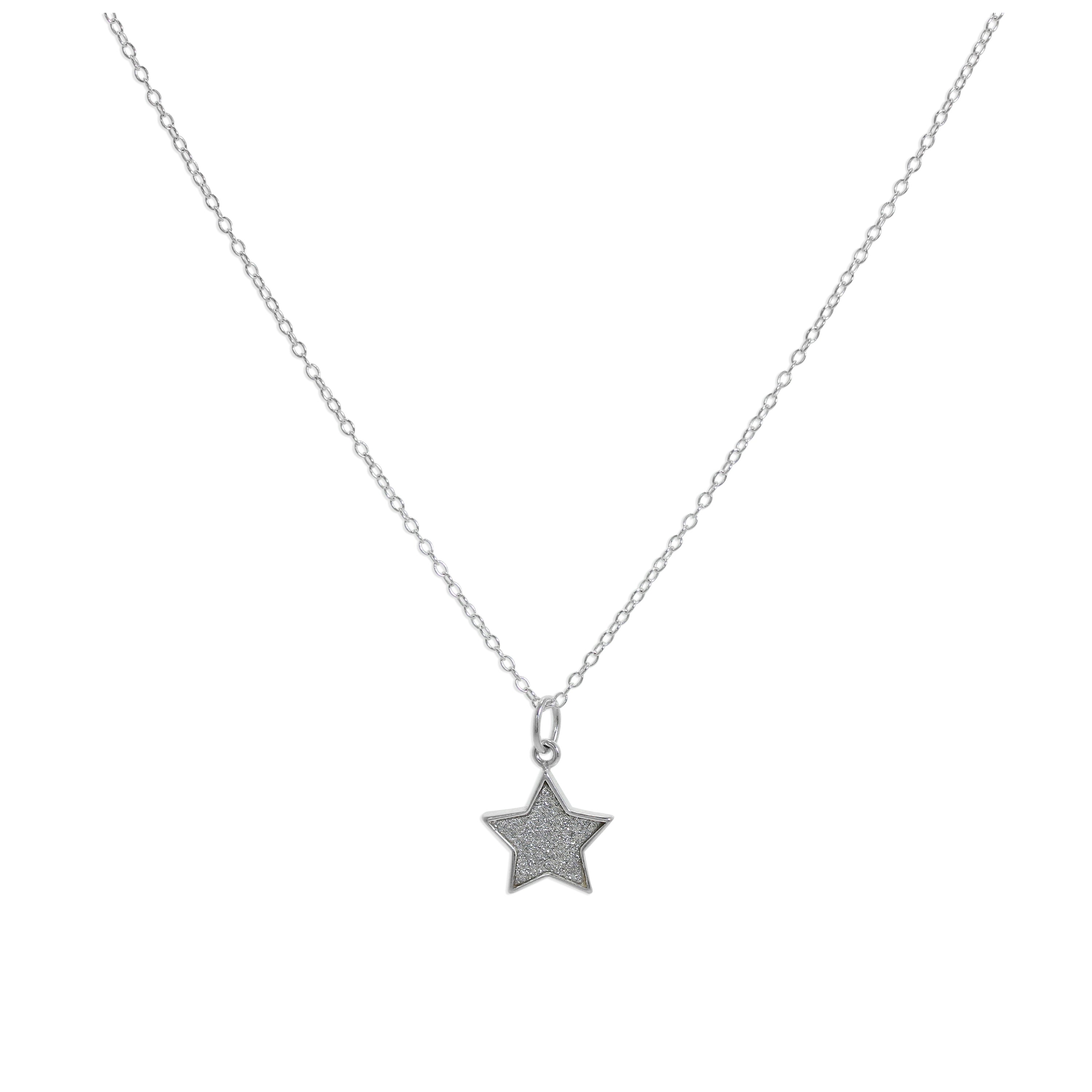 Sterlingsilber Matt Stern Anhänger Halskette