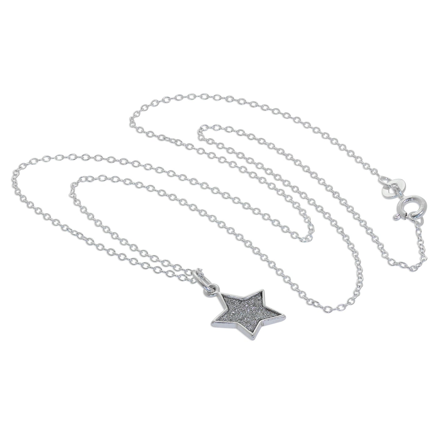 Sterlingsilber Matt Stern Anhänger Halskette