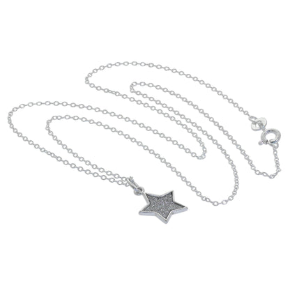 Sterlingsilber Matt Stern Anhänger Halskette