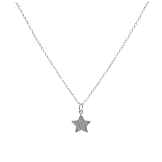 Sterling Silver Frosted Star Pendant Necklace