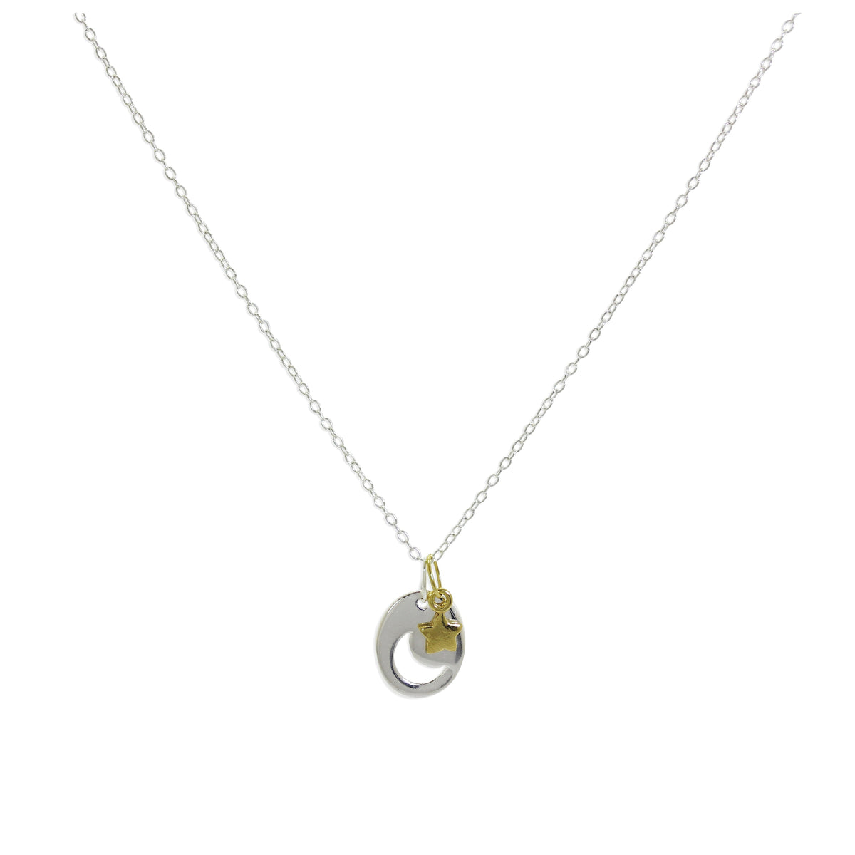 Sterlingsilber Gelbgold getaucht Mond Stern Anhänger
