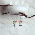 Sterlingsilber Rentier & Weihnachtsstrumpf Weihnachten Ohrringe