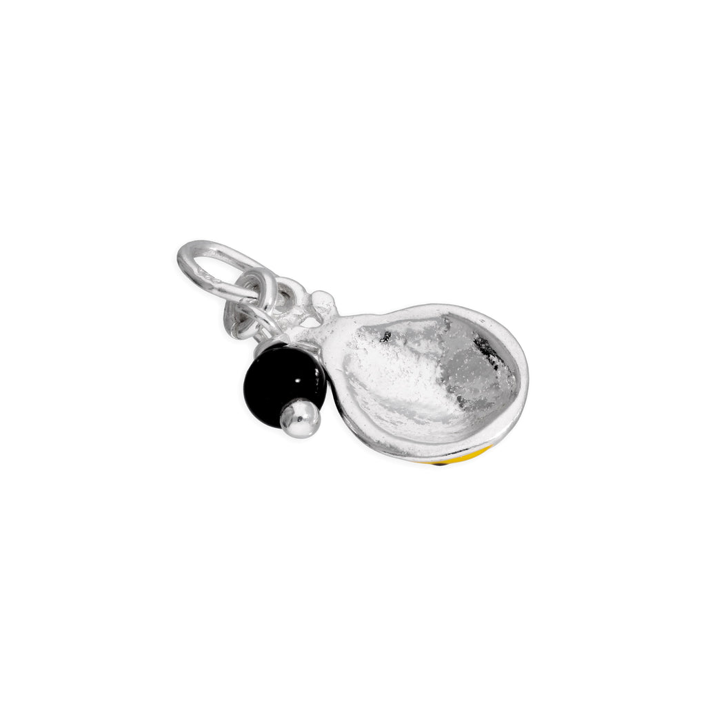 Sterlingsilber Gelb Emaille Marienkäfer & Schwarz Kügelchen Anhänger