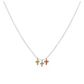 Sterlingsilber Mischgold getaucht Dreifach Kreuz Halskette
