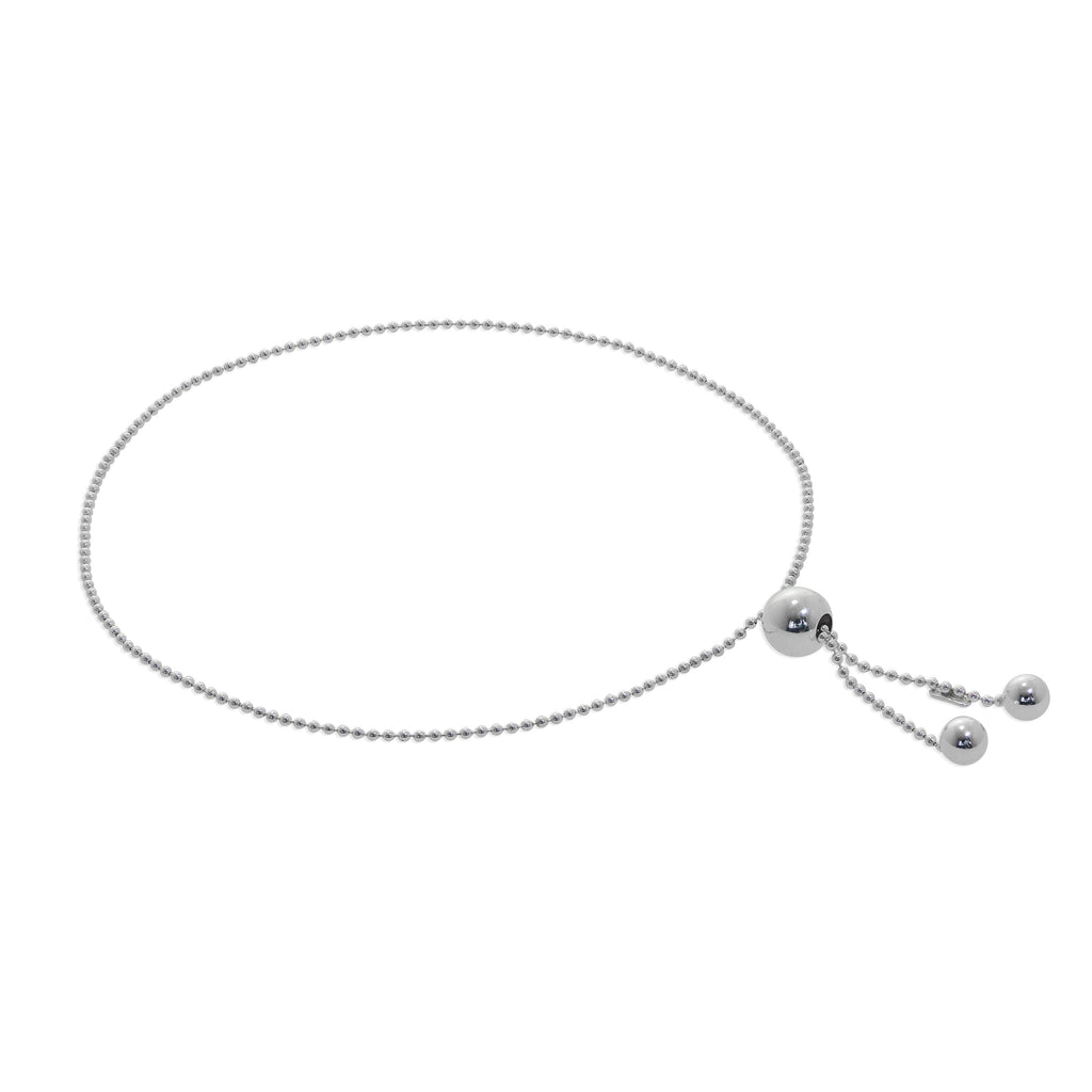 Verstellbares Armband aus Sterlingsilber mit Kugelkette und Schiebeperle