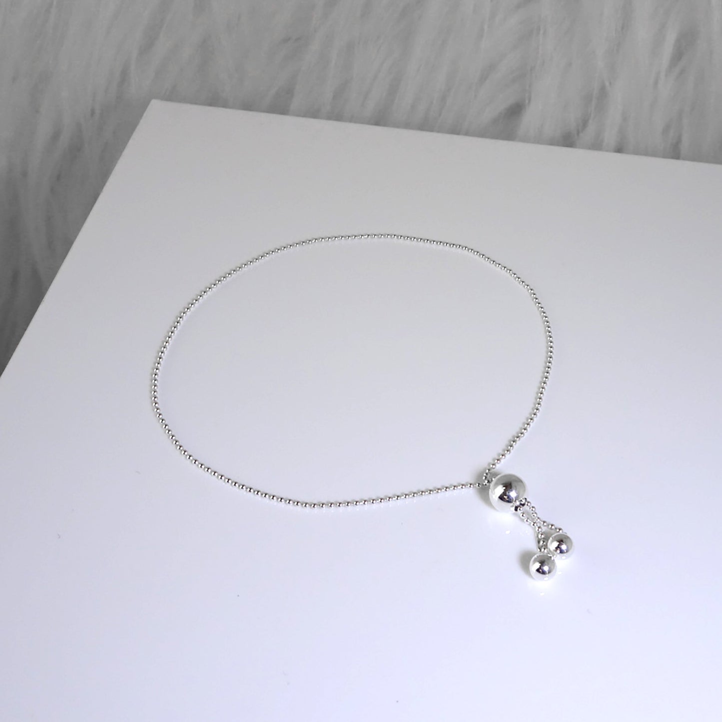 Sterlingsilber Kügelchen Kette Einstellbar Schiebekugel