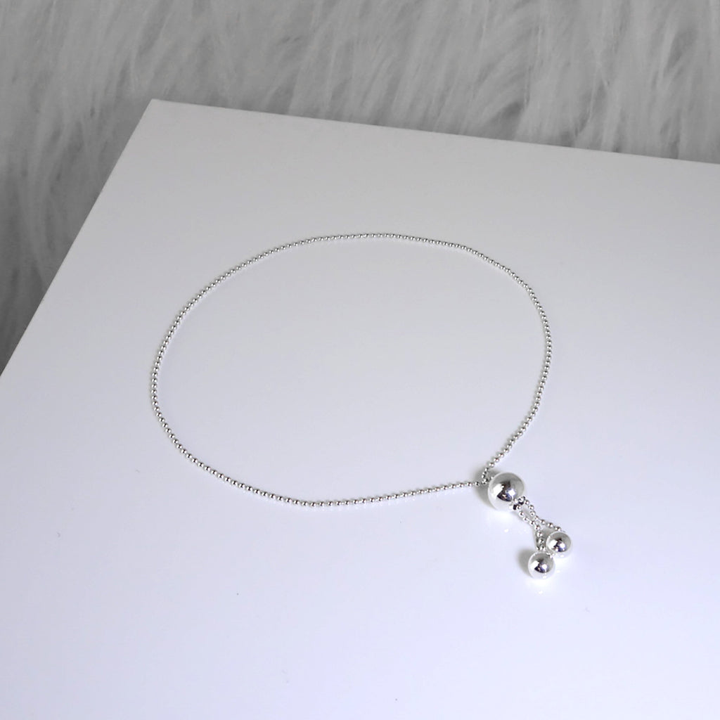 Verstellbares Armband aus Sterlingsilber mit Kugelkette und Schiebeperle