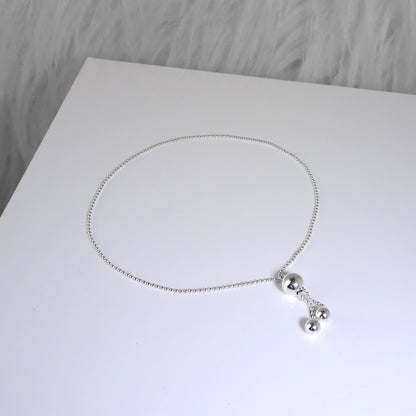 Sterlingsilber Kügelchen Kette Einstellbar Schiebekugel