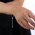 Verstellbares Armband aus Sterlingsilber mit Kugelkette und Schiebeperle