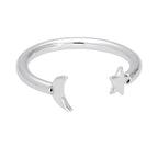 Sterlingsilber Mond & Stern Offen Ring Größenverstellbar