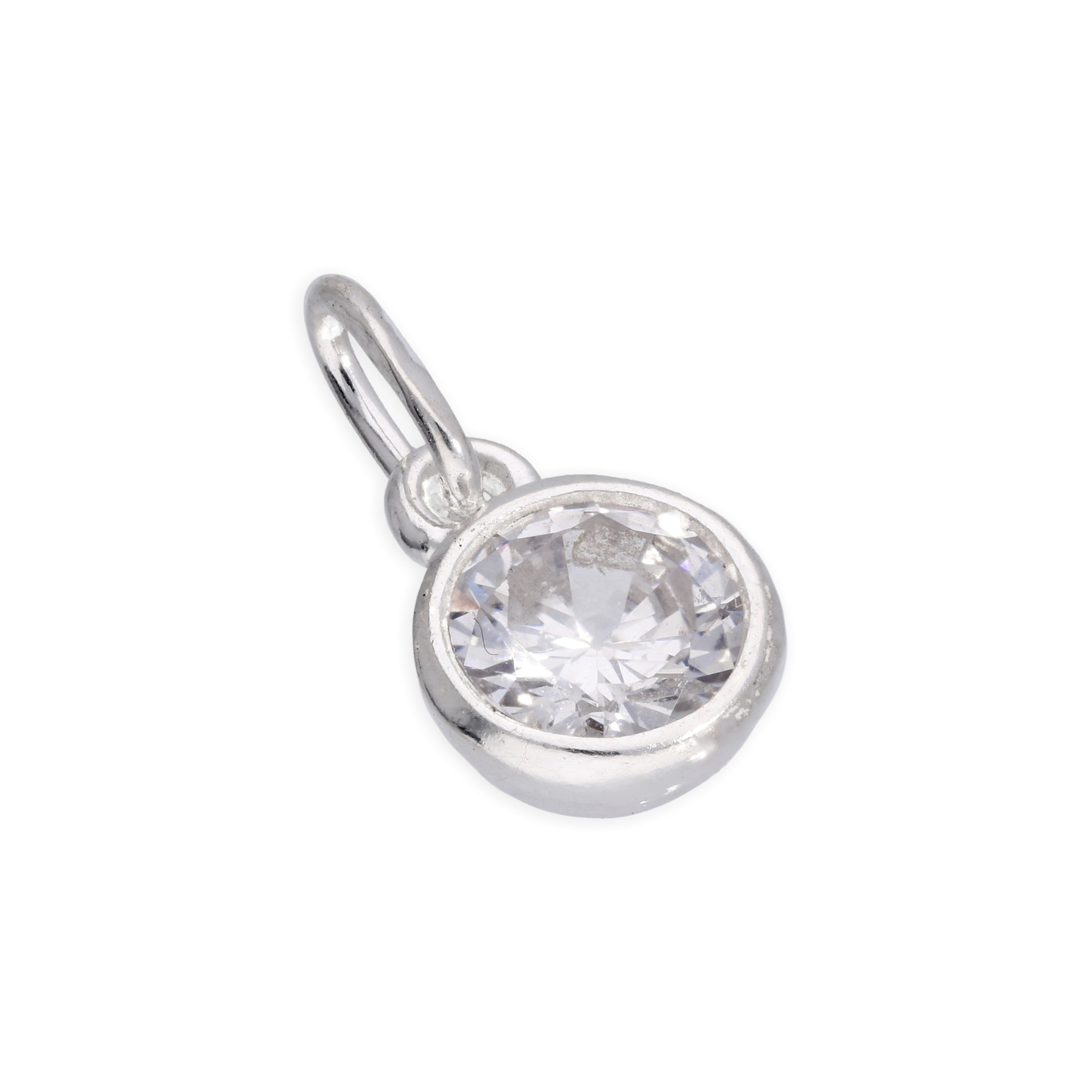 Sterlingsilber 5 mm Klar CZ Kristall Überschliff Anhänger