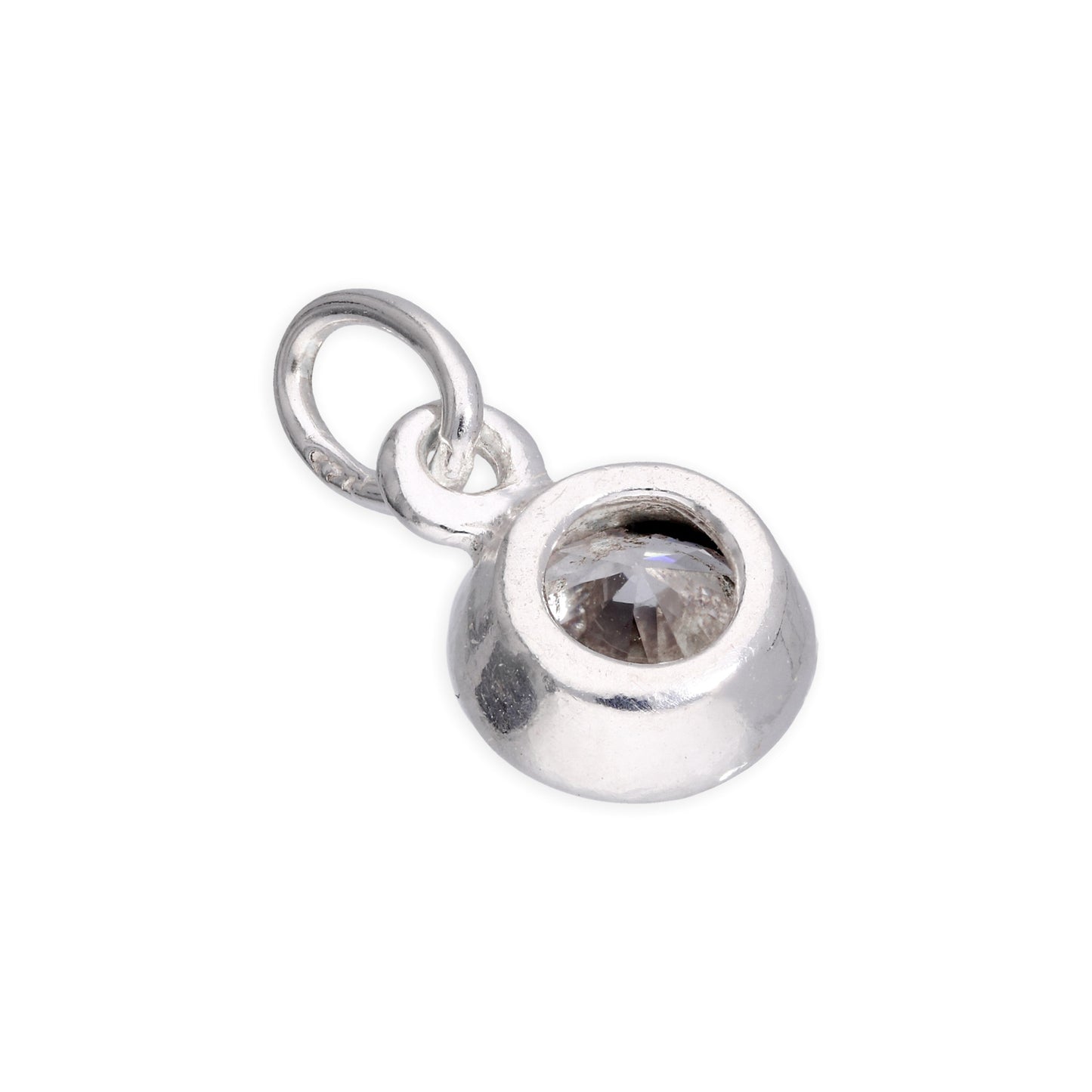 Sterlingsilber 5mm Klar CZ Kristall Überschliff Anhänger