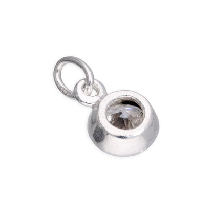 Sterlingsilber 5mm Klar CZ Kristall Überschliff Anhänger