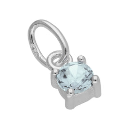 Sterlingsilber Aquamarin CZ Kristall März Geburtsstein Anhänger