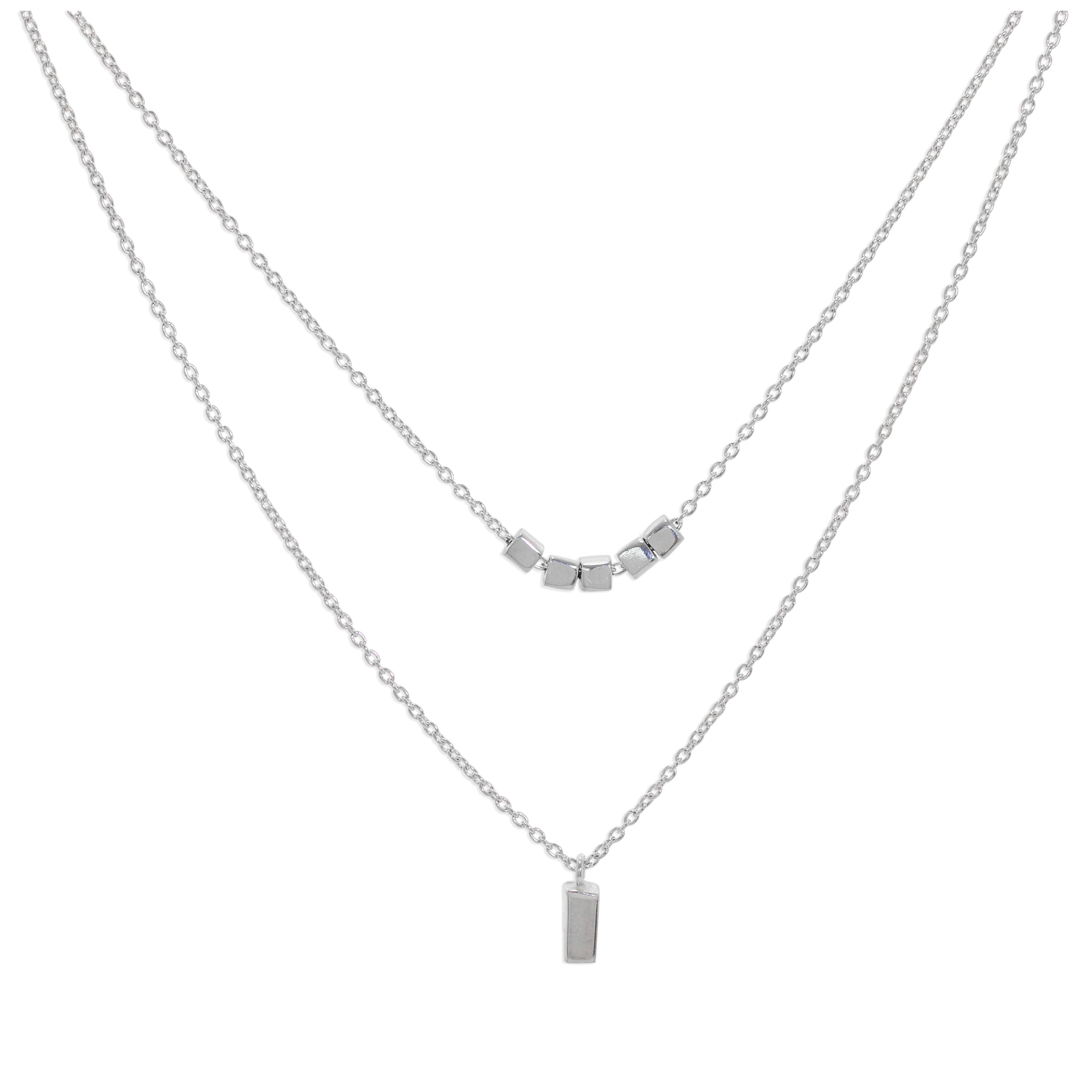 Sterlingsilber Zwei Lagig Würfel Halskette