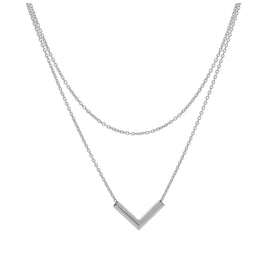 Sterlingsilber Zwei Lagig V - Stange 40,5 cm Halskette