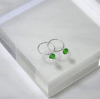 Sterlingsilber & Grün CZ Kristall Anhänger 12 mm Creolen Ohrringe