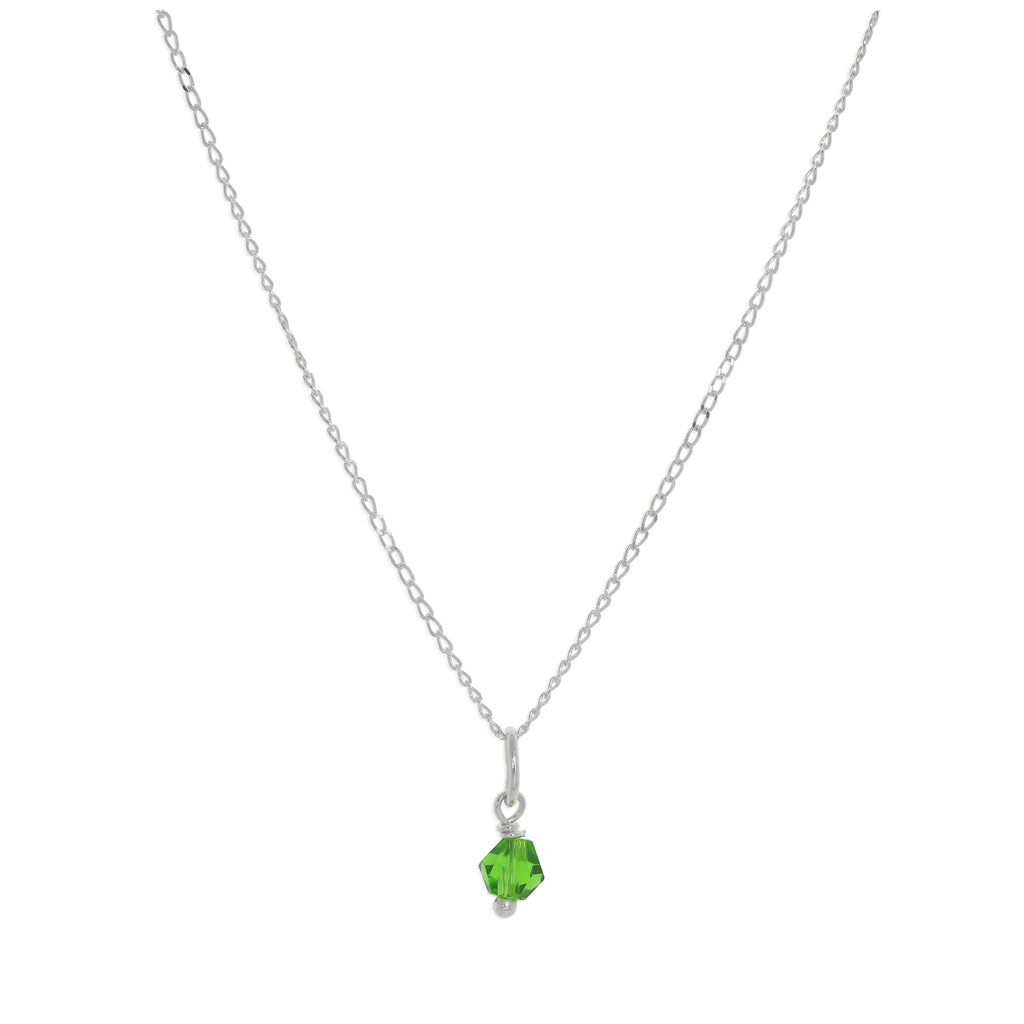 Halskette aus Sterlingsilber und grünen Kristallperlen – 14–22 Zoll