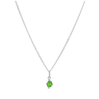 Halskette aus Sterlingsilber und grünen Kristallperlen – 14–22 Zoll